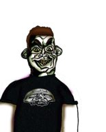 2sidsons arm brown_hair clothes deformed disney ear glasses green_eyes grin hair hand open_mouth pixar pun sid_phillips skull smirk subvariant:darwin toy_story tshirt variant:sidson yellow_teeth // 3312x4100 // 4.9MB