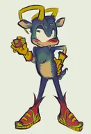 autism blue_hair buck_teeth character:Vinluv furry goat hat id nas nas:son_of_the_mask red_nose sonic_the_hedgehog // 1103x1614 // 644KB