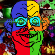 colorful gif looking_at_you mustache nose nostril nostrils pencil_mustache subvariant:darwin teeth teeth_showing variant:sidson wrinkles // 400x400 // 1.4MB