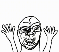 arm closed_mouth excited gif glasses mustache smile soyjak stubble subvariant:protosid variant:sidson // 704x623 // 77KB