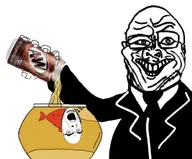 a&w bald fish fish_tank glasses open_mouth root_beer stubble subvariant:jolly_sidson variant:cobson variant:sidson white_background // 732x607 // 104KB